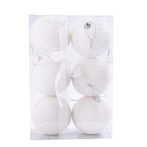 Набор снежков 6шт., D8см, белый в интернет-магазине флористических аксессуаров Азалия Декор