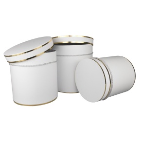 Набор коробок подарочных круглых 3шт., 23х23см, белый в интернет-магазине флористических аксессуаров Азалия Декор