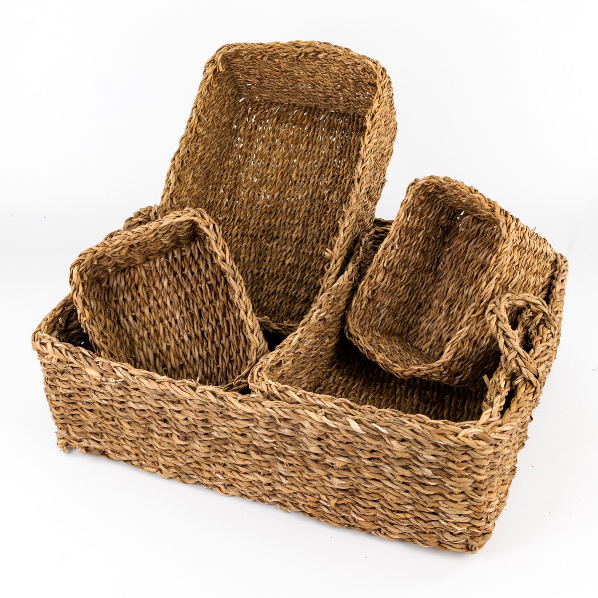 Набор корзин плетеных 5шт. (растительный материал), 52х41хH15см, натуральный в интернет-магазине флористических аксессуаров Азалия Декор