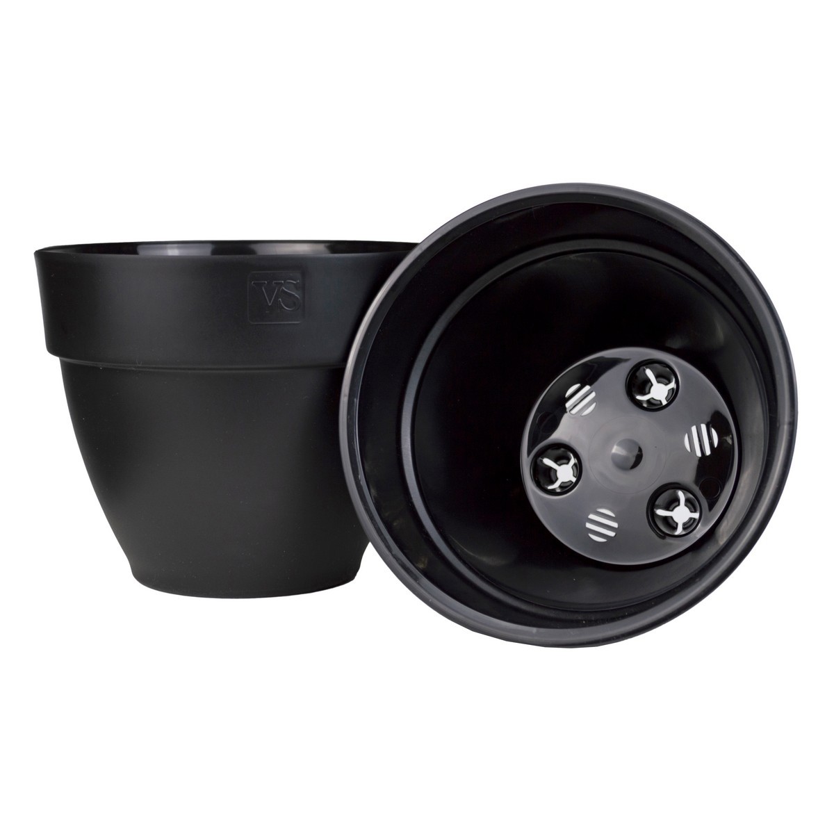 Кашпо со вставкой Лори (пластик), D17xH13,9см, 2,1л, черный в интернет-магазине флористических аксессуаров Азалия Декор