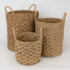 Набор корзин плетеных 3шт. (растительный материал), D29хH34см, натуральный в интернет-магазине флористических аксессуаров Азалия Декор