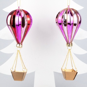 Украшение подвесное Воздушный шар (стекло), 19х6,5см, в .асс., розовый в интернет-магазине флористических аксессуаров Азалия Декор