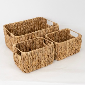 Набор ящиков плетеных 3шт. (растительный материал), 38х27xH17см, натуральный в интернет-магазине флористических аксессуаров Азалия Декор