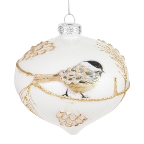 Украшение подвесное Луковица (стекло), Н12х10см, белый в интернет-магазине флористических аксессуаров Азалия Декор