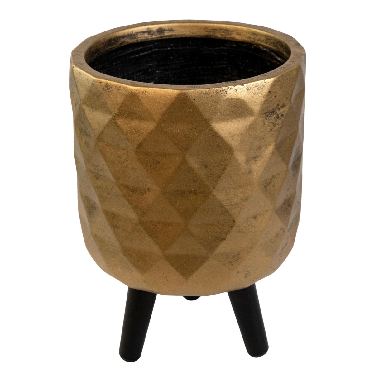 Кашпо на подставке Ромб (файбергласс), D37xH62см, золотой в интернет-магазине флористических аксессуаров Азалия Декор