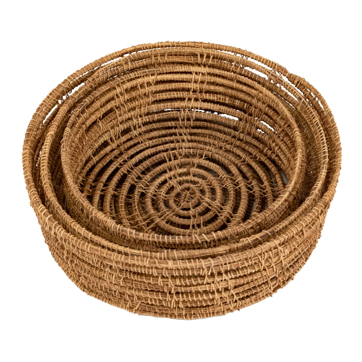 Набор кашпо плетеных 3шт. (растительный материал),  D25xH9см, натуральный в интернет-магазине флористических аксессуаров Азалия Декор