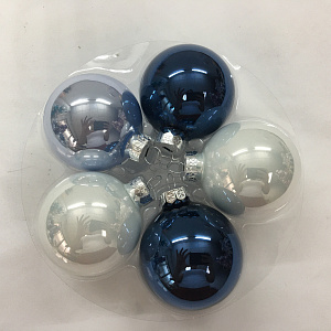 Набор шаров 6шт. в тубе (стекло), D8см, микс син./бел. в интернет-магазине флористических аксессуаров Азалия Декор