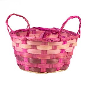 Кашпо плетеное (бамбук), D17,5хH13см, розовый в интернет-магазине флористических аксессуаров Азалия Декор