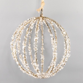 Украшение подвесное Шар со стразами (металл), D17см, шампань в интернет-магазине флористических аксессуаров Азалия Декор