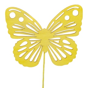 Вставка Бабочка (в уп. 12 шт.), 8хH30см, желтый в интернет-магазине флористических аксессуаров Азалия Декор
