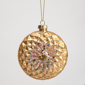 Украшение подвесное (стекло), Н11х10см, золотой в интернет-магазине флористических аксессуаров Азалия Декор