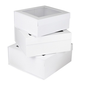 Набор коробок подарочных квадратных 3шт., 26,5х25,5хН11,2см, белый в интернет-магазине флористических аксессуаров Азалия Декор