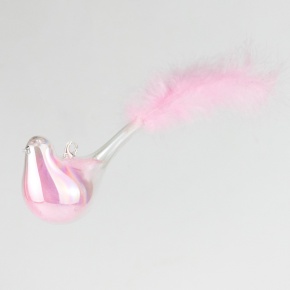 Украшение подвесное Птичка (стекло), Н5,5х18х4см, розовый в интернет-магазине флористических аксессуаров Азалия Декор