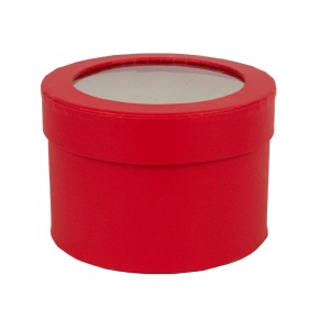 Коробка подарочная круглая, D12,5xH8,5см, красный в интернет-магазине флористических аксессуаров Азалия Декор