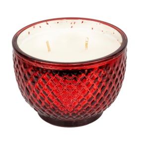 Свеча в стакане с ароматом Ваниль (стекло), H7,5xD8см, красный в интернет-магазине флористических аксессуаров Азалия Декор