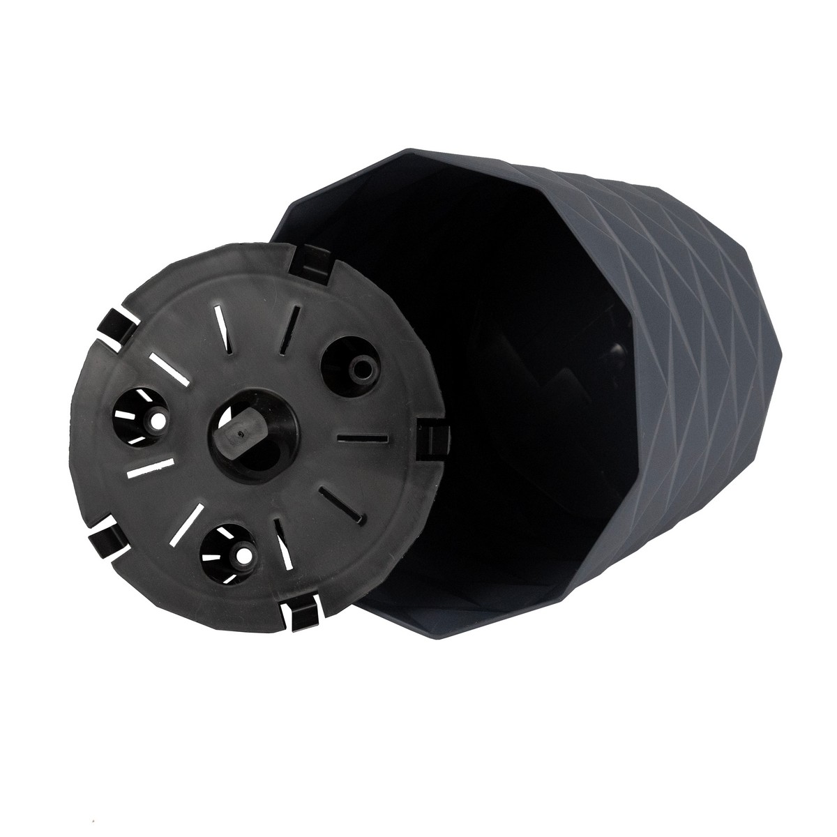 Кашпо Диамант (пластик), D14xH13см, 1,5л, антрацитовый в интернет-магазине флористических аксессуаров Азалия Декор