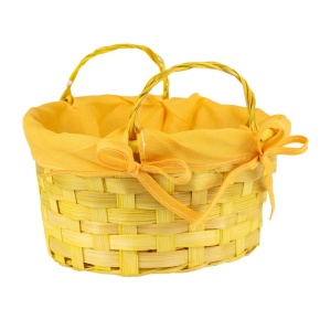 Кашпо плетеное (бамбук), D21хH14см, желтый в интернет-магазине флористических аксессуаров Азалия Декор