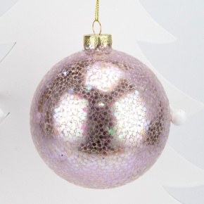 Украшение подвесное Шар (стекло), D10см, розовый в интернет-магазине флористических аксессуаров Азалия Декор