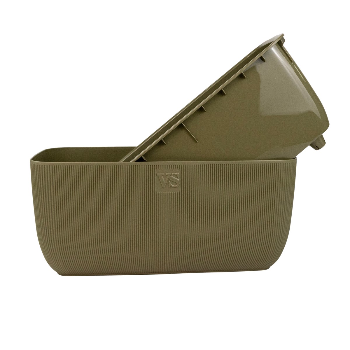 Ящик балконный со вставкой Фабио (пластик), 38х19xH17см, 9,5л, зеленый в интернет-магазине флористических аксессуаров Азалия Декор