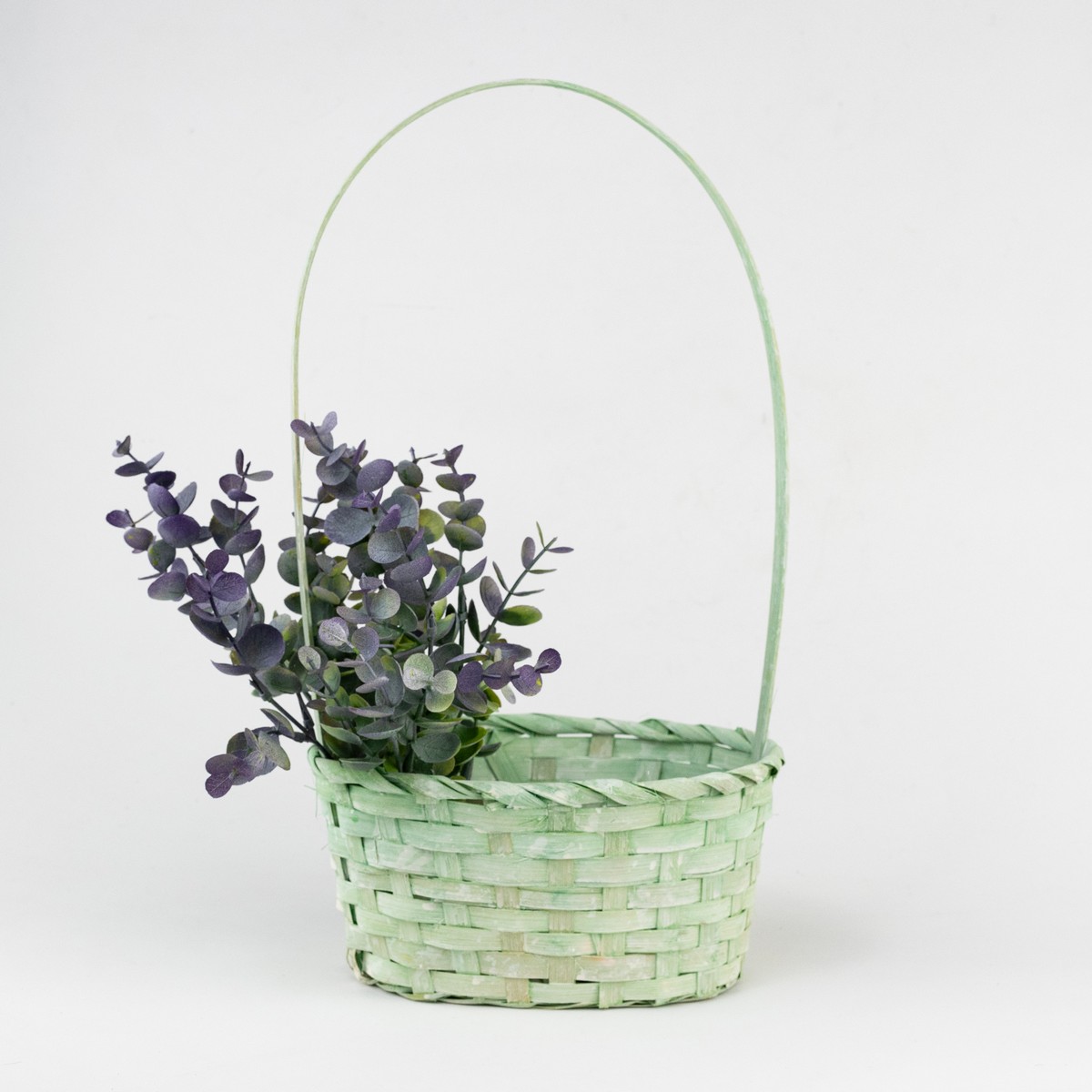 Корзина плетеная (бамбук), 21х15х10хH38см, зеленый в интернет-магазине флористических аксессуаров Азалия Декор
