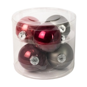 Набор шаров 6шт. в тубе (стекло), D8см, в асс., роз./серый в интернет-магазине флористических аксессуаров Азалия Декор