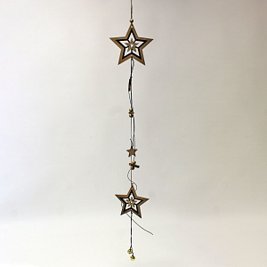 Украшение подвесное Звезды (дерево), 12x75см, в асс., черный/золотой в интернет-магазине флористических аксессуаров Азалия Декор