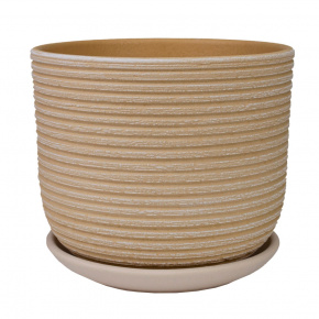 Цв. горшок с поддоном Лоза (керамика), D18,5xH15,5см, 2,9л, бежевый в интернет-магазине флористических аксессуаров Азалия Декор