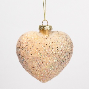 Украшение подвесное Сердце (стекло), Н9х9х4,5см, шампань в интернет-магазине флористических аксессуаров Азалия Декор