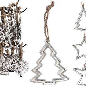 Украшение подвесное (металл), 10см, в асс., серебряный в интернет-магазине флористических аксессуаров Азалия Декор