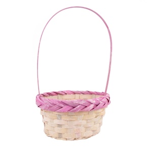 Корзина плетеная (бамбук), D17x9xH30см, розовый в интернет-магазине флористических аксессуаров Азалия Декор