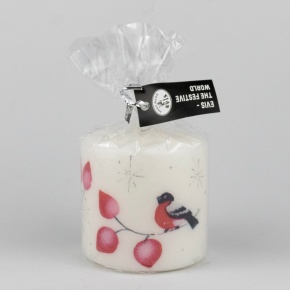 Свеча-столбик Радость зимнего утра (23 часа), D7xH7см, белый в интернет-магазине флористических аксессуаров Азалия Декор