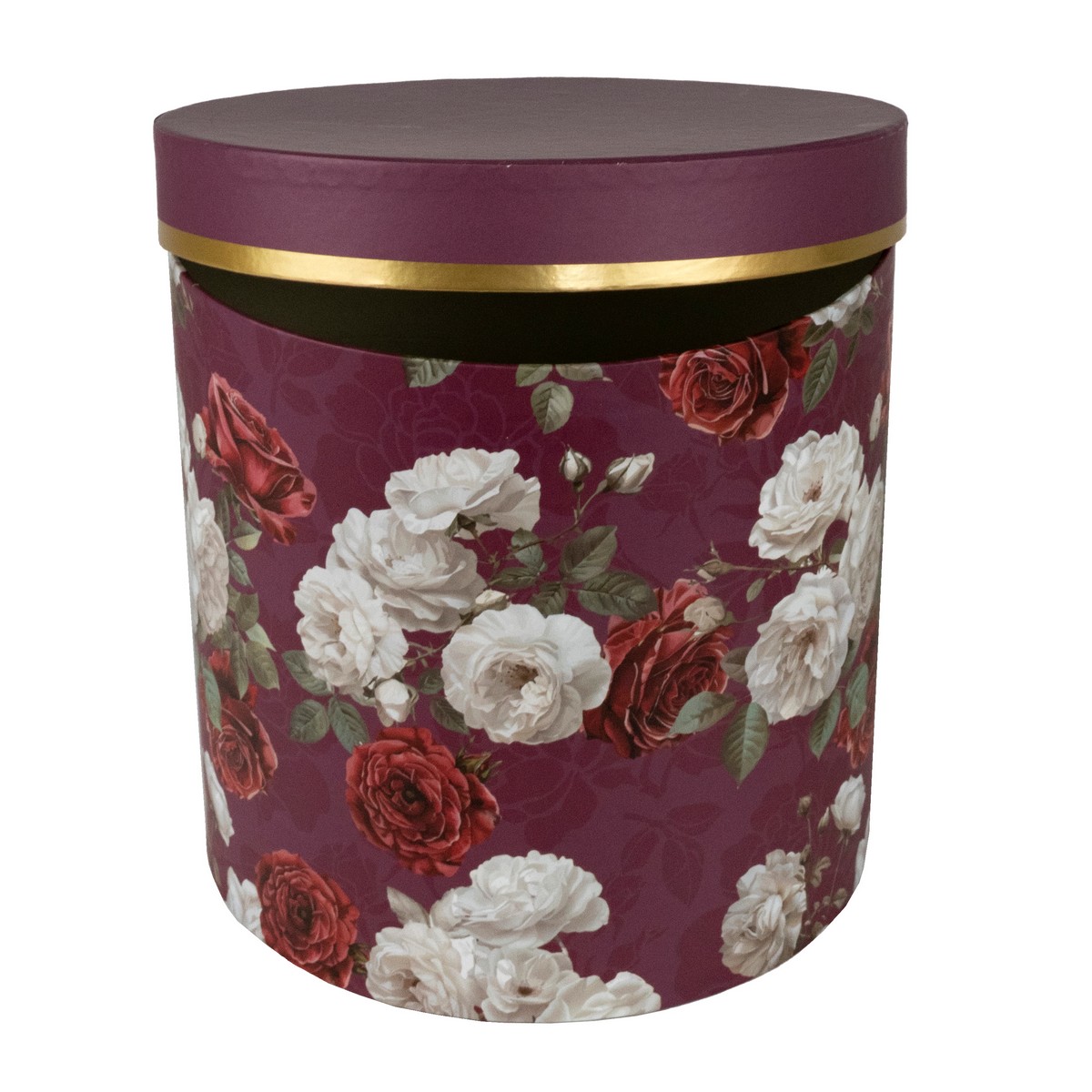 Набор коробок подарочных круглых 3шт, D19,5xH19см, красный/белый в интернет-магазине флористических аксессуаров Азалия Декор