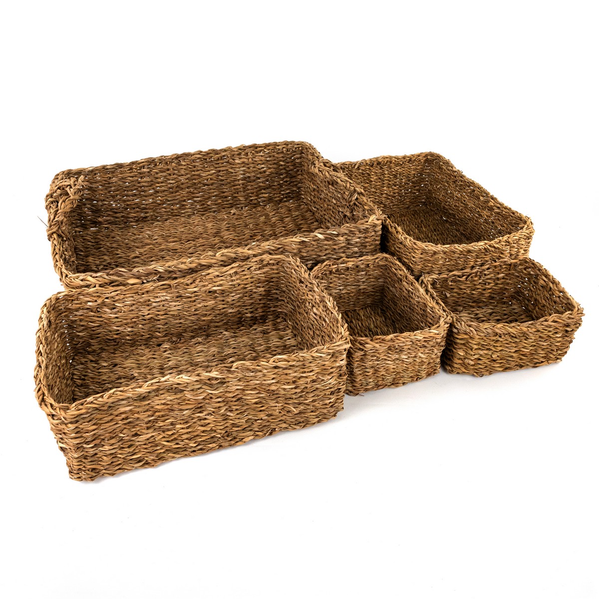 Набор корзин плетеных 5шт. (растительный материал), 52х41хH15см, натуральный в интернет-магазине флористических аксессуаров Азалия Декор
