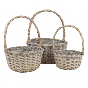 Набор корзин плетеных 3шт. (ива), D32x15xH37см, серый в интернет-магазине флористических аксессуаров Азалия Декор