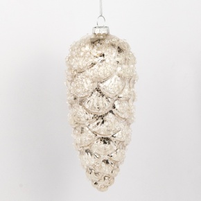 Украшение подвесное Шишка (стекло), Н15х7,5х7,5см, шампань в интернет-магазине флористических аксессуаров Азалия Декор