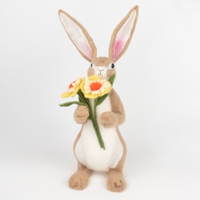 Сувенир Кролик (пенопласт/текстиль), H46x20x16см, коричневый/желтый в интернет-магазине флористических аксессуаров Азалия Декор