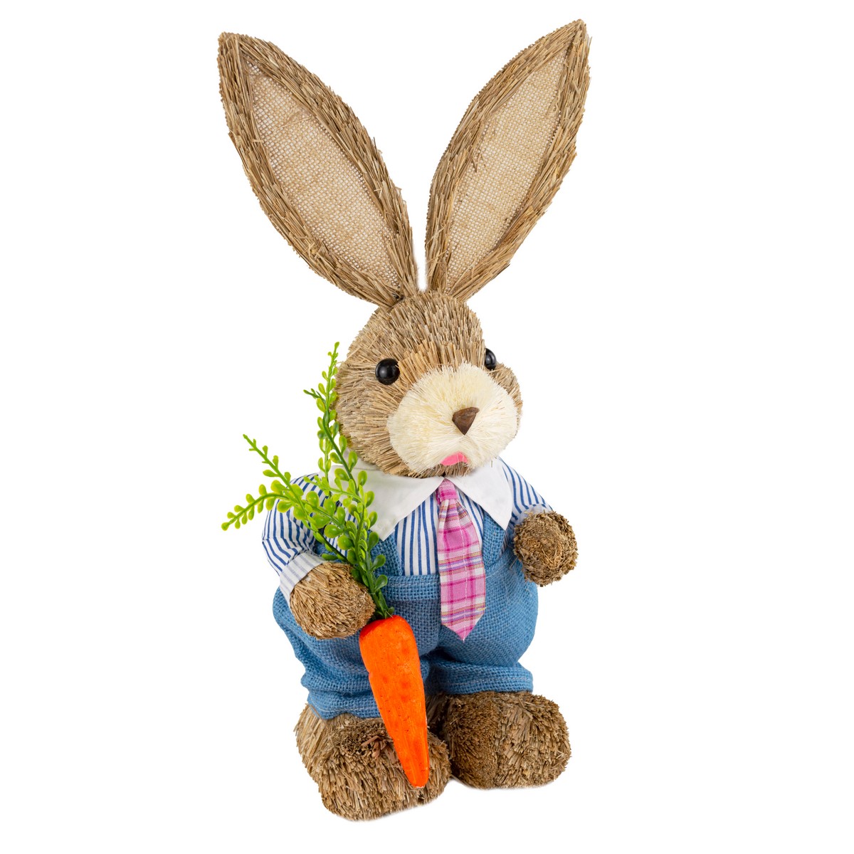 Сувенир Заяц Мальчик/Девочка (пенопласт/трава), H46см, в асс., коричневый в интернет-магазине флористических аксессуаров Азалия Декор