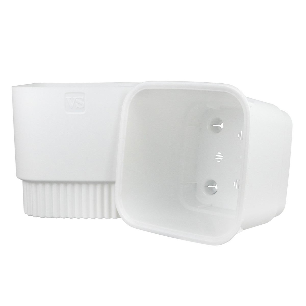 Кашпо со вставкой Бостон (пластик), 19x19xH18,5см, 5,5л, белый в интернет-магазине флористических аксессуаров Азалия Декор