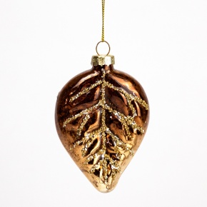 Украшение подвесное Листочек (стекло), Н10х6,5х2,5см, коричневый в интернет-магазине флористических аксессуаров Азалия Декор