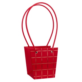 Пакет для цветов водостойкий (крафт), 13х9,5х15см (в уп. 10шт.), красный/золотой в интернет-магазине флористических аксессуаров Азалия Декор