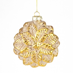 Украшение подвесное Цветок (стекло), D9см, белый/золотой в интернет-магазине флористических аксессуаров Азалия Декор