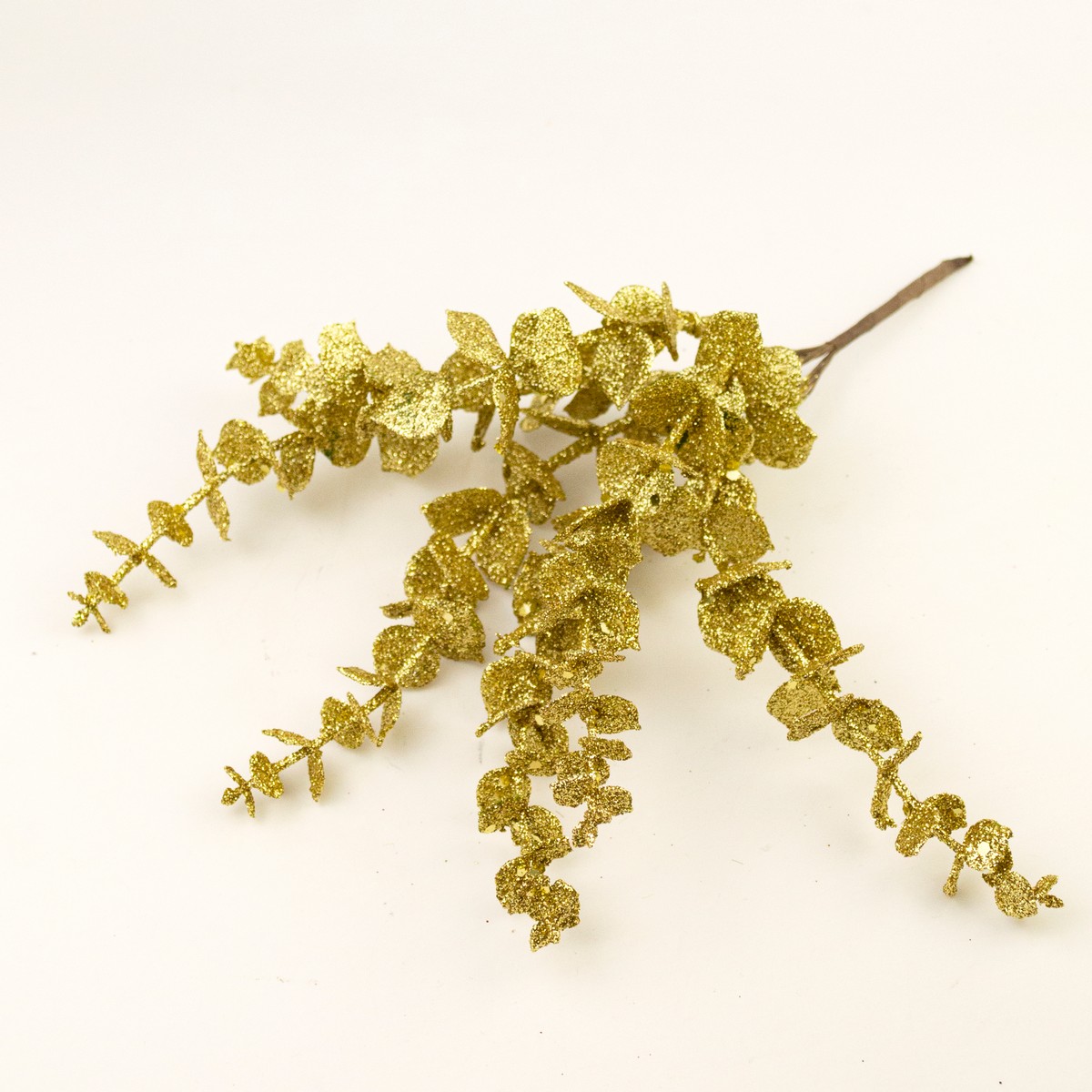Эвкалипт с глиттером, H25см, золотой в интернет-магазине флористических аксессуаров Азалия Декор