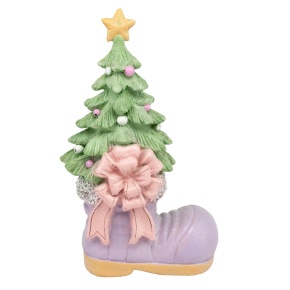 Сувенир Елочка в сапожке (полирезин), Н19,5х12х7,5см, сиреневый в интернет-магазине флористических аксессуаров Азалия Декор