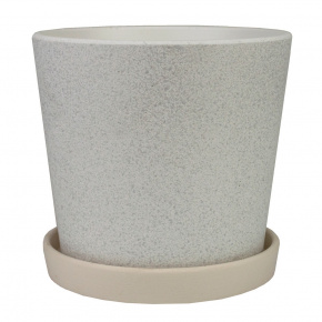 Цв. горшок с поддоном Грильяж (бетон), D20,5xH18см, 3,82л, белый в интернет-магазине флористических аксессуаров Азалия Декор