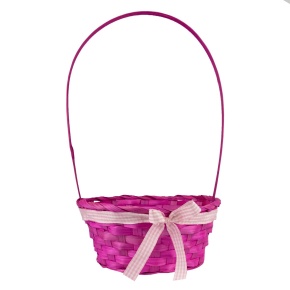 Корзина плетеная (бамбук), D22x9xH38см, розовый в интернет-магазине флористических аксессуаров Азалия Декор