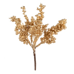 Набор веток с ягодами на вставках 5шт., 19см, золотой в интернет-магазине флористических аксессуаров Азалия Декор