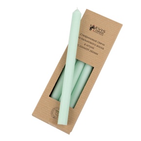 Набор свечей столовых 4шт. (7 часов), 26х2см, мятный в интернет-магазине флористических аксессуаров Азалия Декор