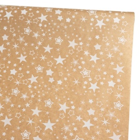 Бумага упаковочная крафт Звезды 40гр, 72 см 10 м, натуральный/белый в интернет-магазине флористических аксессуаров Азалия Декор
