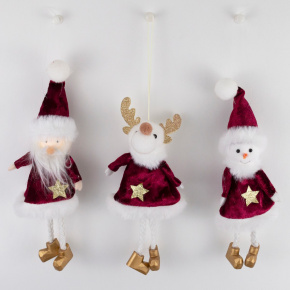 Украшение подвесное Новогоднее, H18х4х3см, в асс., красный в интернет-магазине флористических аксессуаров Азалия Декор