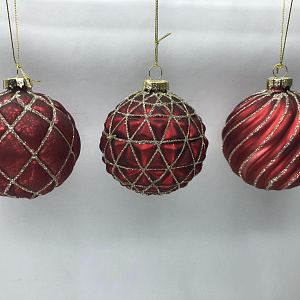 Украшение Шар (стекло), D8см, темно-красный в интернет-магазине флористических аксессуаров Азалия Декор